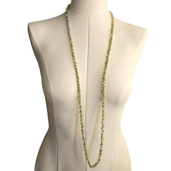 Vintage Iridescent Marineer Sea Shell Bead Necklace Gorgeous!  45" Rare HS230 - Picture 3 of 7